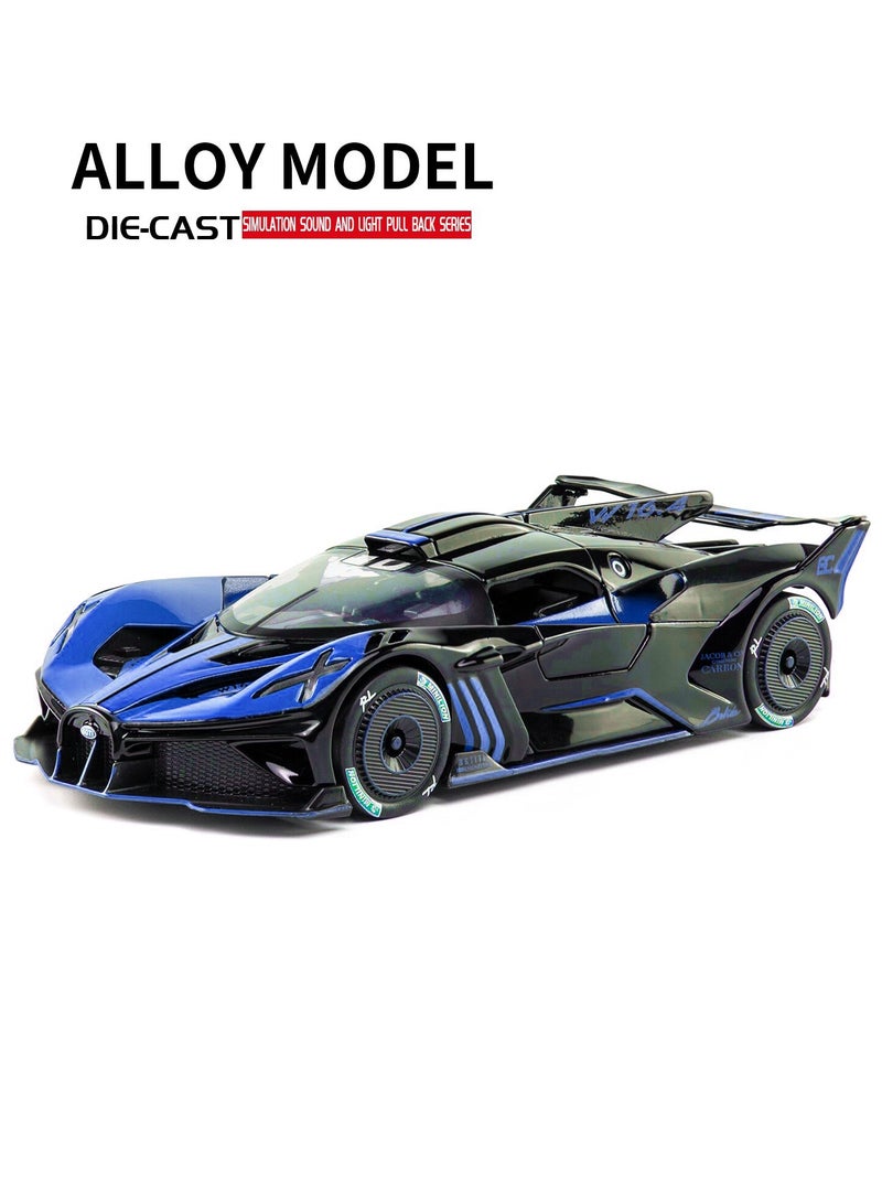 1:24 Bugatti Bolide Die-Cast Alloy Model Car – Pullback Action with Sound & Light – Openable Doors, Engine Details – Metal Body Toy for Kids & Collectors - Image 2