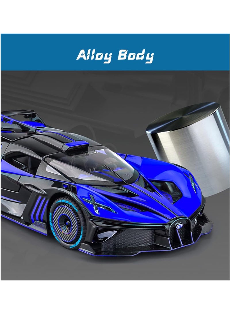 1:24 Bugatti Bolide Die-Cast Alloy Model Car – Pullback Action with Sound & Light – Openable Doors, Engine Details – Metal Body Toy for Kids & Collectors - Image 4