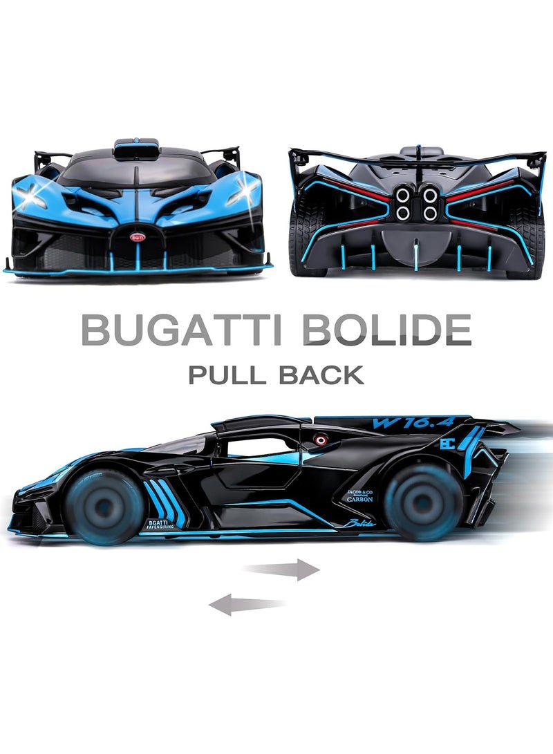 1:24 Bugatti Bolide Die-Cast Alloy Model Car – Pullback Action with Sound & Light – Openable Doors, Engine Details – Metal Body Toy for Kids & Collectors - Image 5