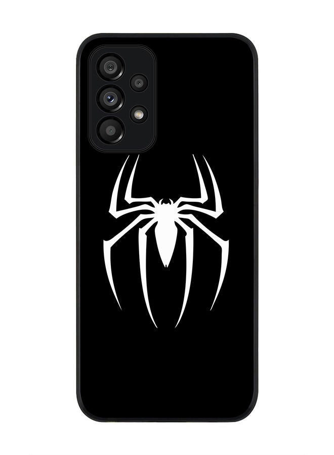 Stylizedd حافظة حواف سوداء متينة لهاتف سامسونج جالاكسي A73 5G، حافظة مرنة رقيقة من TPU مع حواف مطاطية مضادة للصدمات - سبايدرمارك (أسود) - Image 1