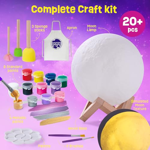 LAOESE Paint Your Own Moon Lamp Kit Cool Gifts DIY 3D Moon Night Light Arts and Crafts for Kids Ages 812 Space Art Supplies Craft Kits Girls Boys Birthday Gifts for Kids Ages 3 4 5 6 7 812 - Image 3