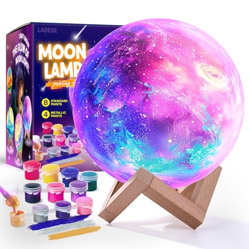 LAOESE Paint Your Own Moon Lamp Kit Cool Gifts DIY 3D Moon Night Light Arts and Crafts for Kids Ages 812 Space Art Supplies Craft Kits Girls Boys Birthday Gifts for Kids Ages 3 4 5 6 7 812 - Image 1