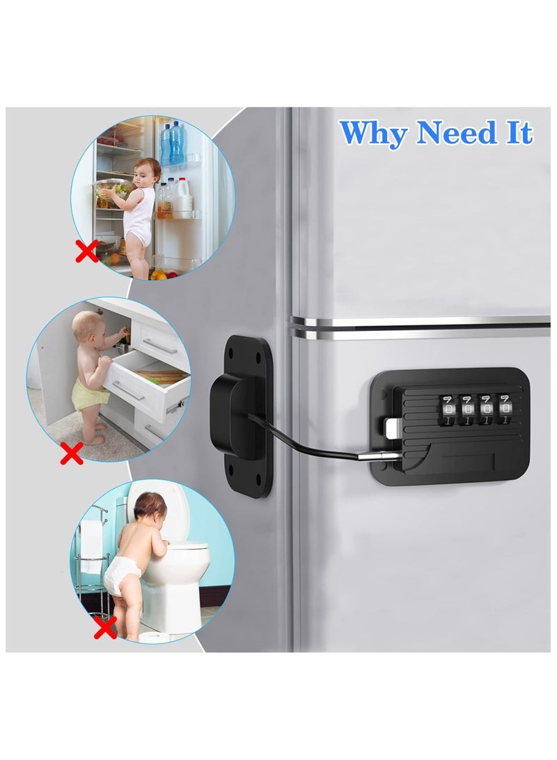 Bukela Fridge Lock, Upgraded Refrigerator Lock Combination, Freezer Lock for Upright Freezer, Cabinet Lock with Code for Child Safety, Refrigerator Lock for Kids, Black - Image 2