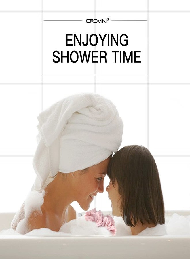 CROVIN Ice Cream Bath Sponge Pouf (Set of 3)-Pink Smooth Exfoliating Shower loofah Pouf Ball Body Scrubber for Women, Children - Image 4