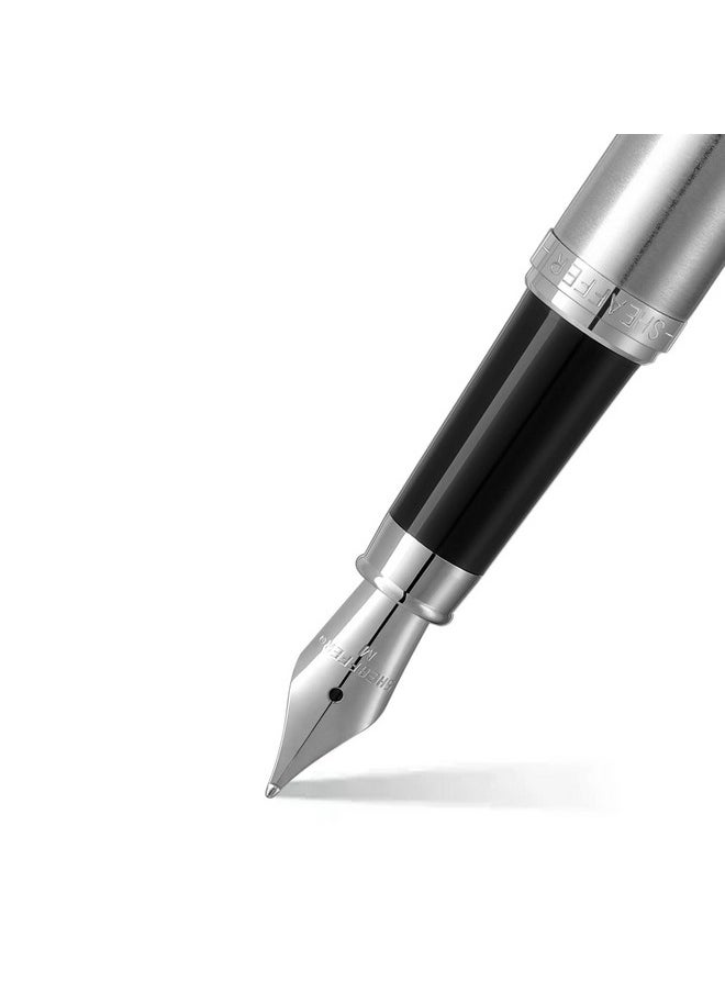 شيفر قلم حبر جاف Sheaffer VFM 9426 مطلي بالكروم المصقول مع حواف من الكروم | ريشة متوسطة | قلم كروم ممتاز  - Image 2