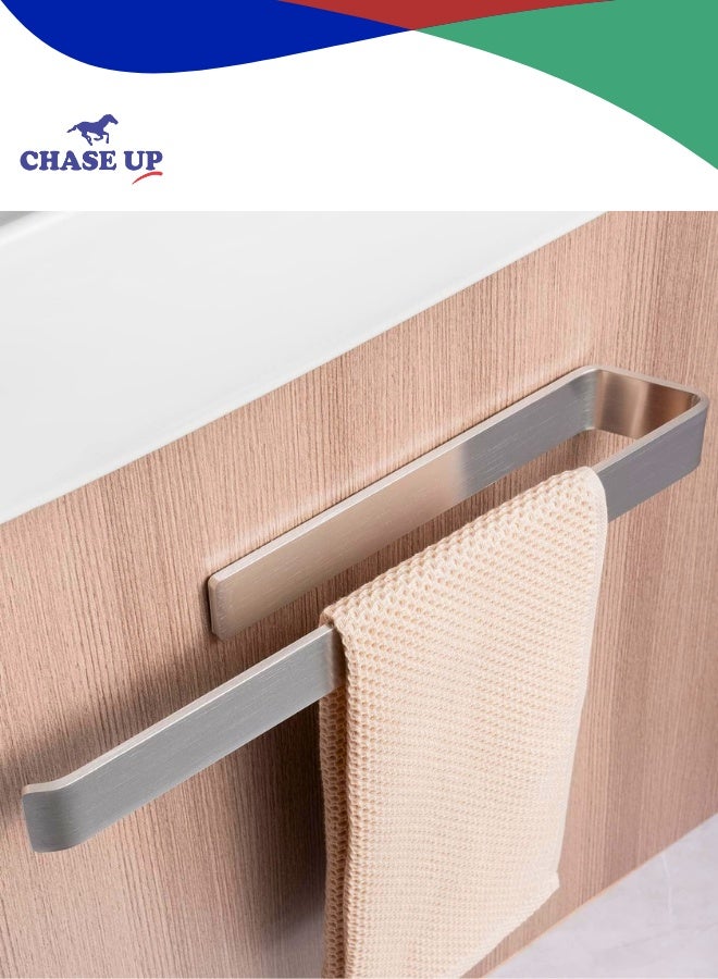 Chase Up Self-Adhesive Towel Holder No Drilling Towel Rail Extra Strong Hold for Bathroom and Kitchen – 40cm Silver Stainless Steel, Wall Mounted - Image 1