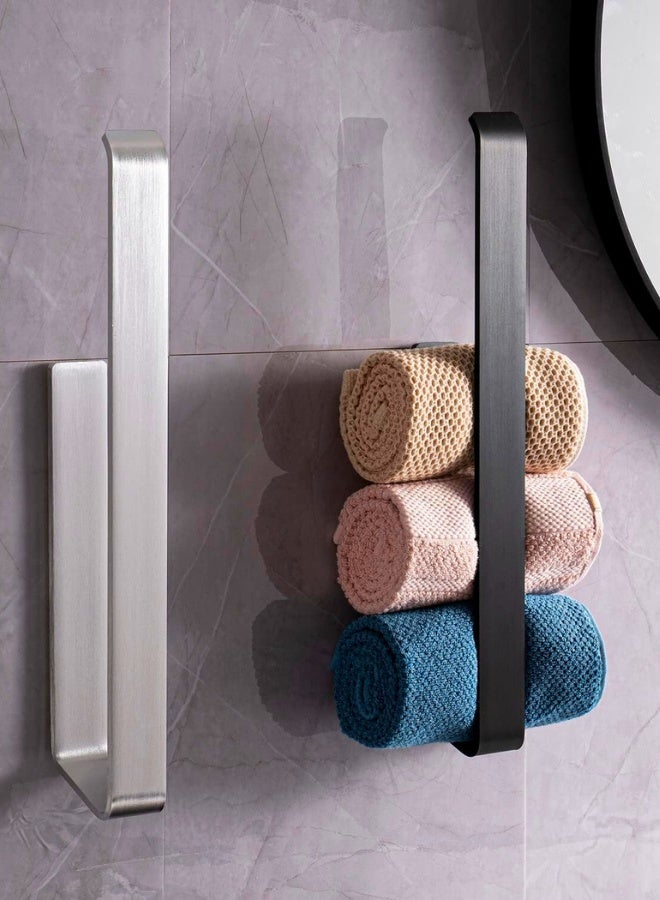 Chase Up Self-Adhesive Towel Holder No Drilling Towel Rail Extra Strong Hold for Bathroom and Kitchen – 40cm Silver Stainless Steel, Wall Mounted - Image 2