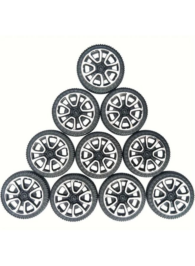 Gudyir 20PCS 1.2 Inch Model Car Wheels Black Silvery Plastic Fits 2mm Shafts - Image 5