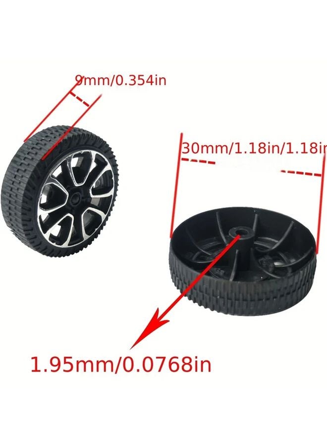 Gudyir 20PCS 1.2 Inch Model Car Wheels Black Silvery Plastic Fits 2mm Shafts - Image 3