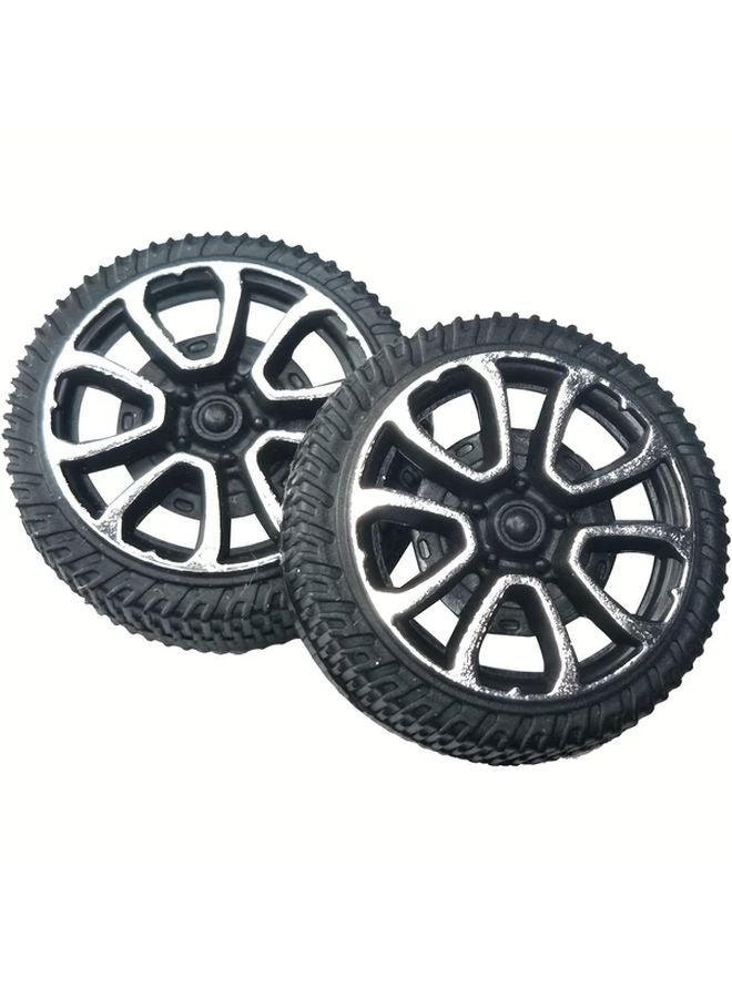 Gudyir 20PCS 1.2 Inch Model Car Wheels Black Silvery Plastic Fits 2mm Shafts - Image 4