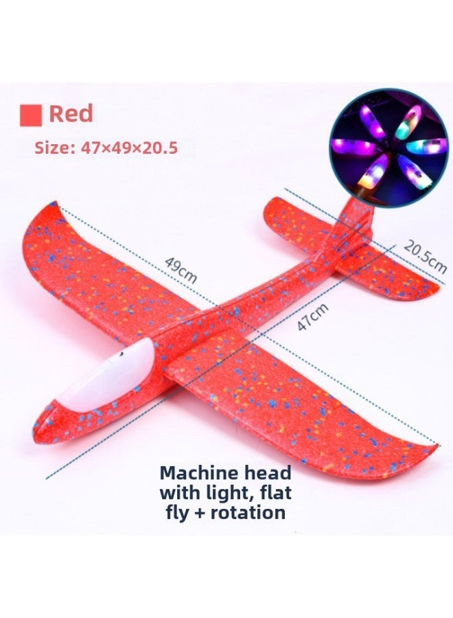 Large Hand Throwing Aircraft Toy Light-emitting Outdoor Sliding Aircraft Children's Swing Throwing Gliding Foam Aircraft Model-Color:Nose Luminous Red  - Image 1