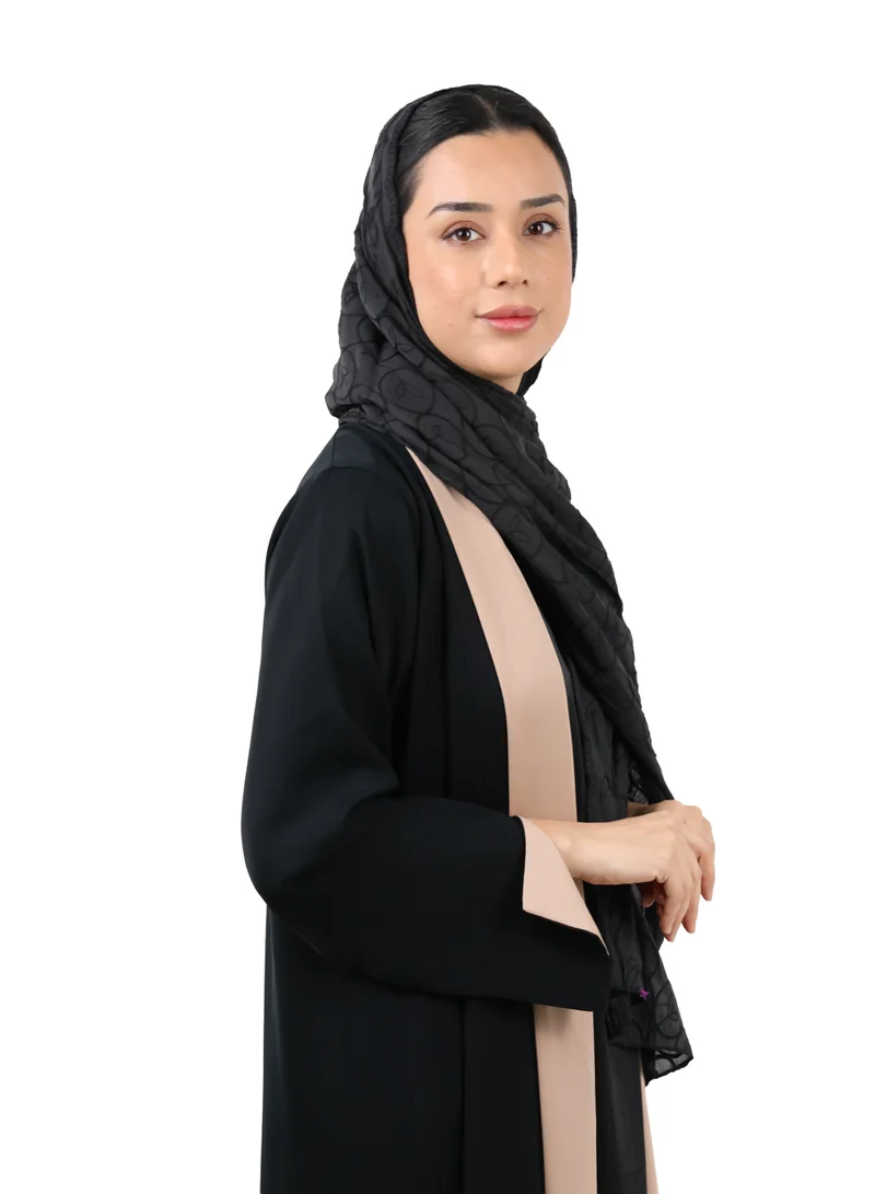 Jameela Premium Circle Motif Organza Scarf (Black)