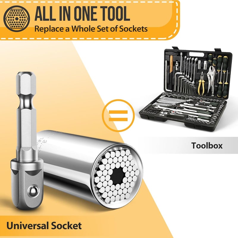 SOOFUN Super Universal Socket Tools Set - Power Drill Adapter Grip Socket for Men and Women - Cool Gadgets and Stocking Stuffers Ideas for Dad, Husband, Him - Image 5