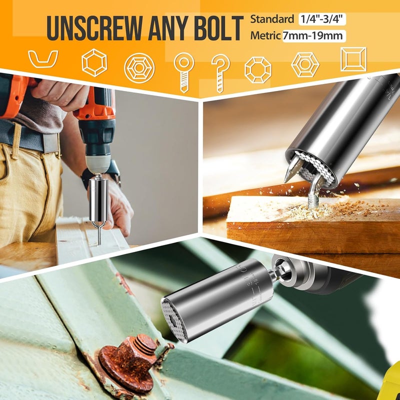SOOFUN Super Universal Socket Tools Set - Power Drill Adapter Grip Socket for Men and Women - Cool Gadgets and Stocking Stuffers Ideas for Dad, Husband, Him - Image 3