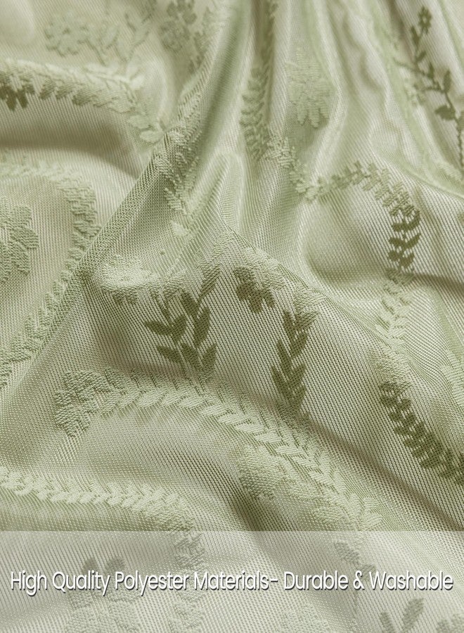 WAZZIO Sage Green Lace Shower Curtain - Vintage Pretty Floral Sheer Shower Curtains, Elegant Decorative Tassel Bath Curtains for Bathroom, 72 x 72 Inch, 1 Piece - Image 2
