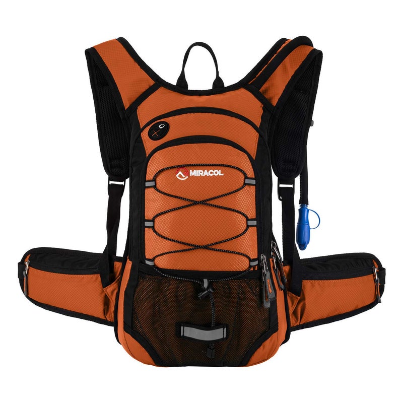 MIRACOL Hydration Pack Hiking Water Backpack - Miracol Insulated Water Bag with 2L Bladder Dark Orange - Image 1