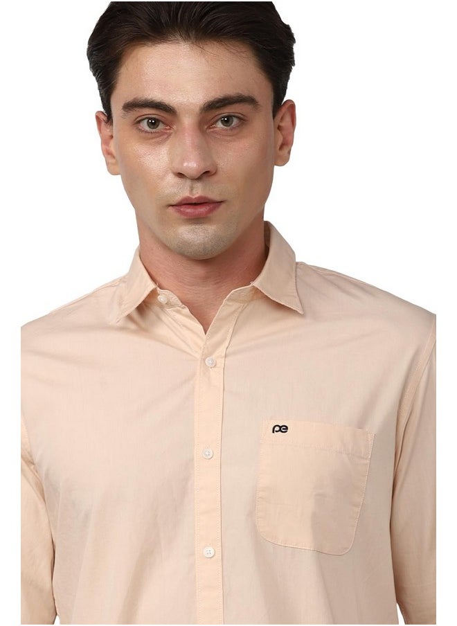 Peter England Peter England Men's Solid Slim Fit Shirt (PCSFSSLPH88169_Nude 39)  - Image 4