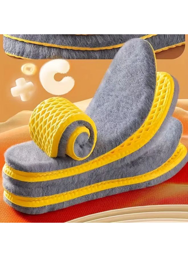 Gray 2pcs Thermal Insoles For Winter Breathable Non Slip Shoe Liners EU37 38 - Image 3