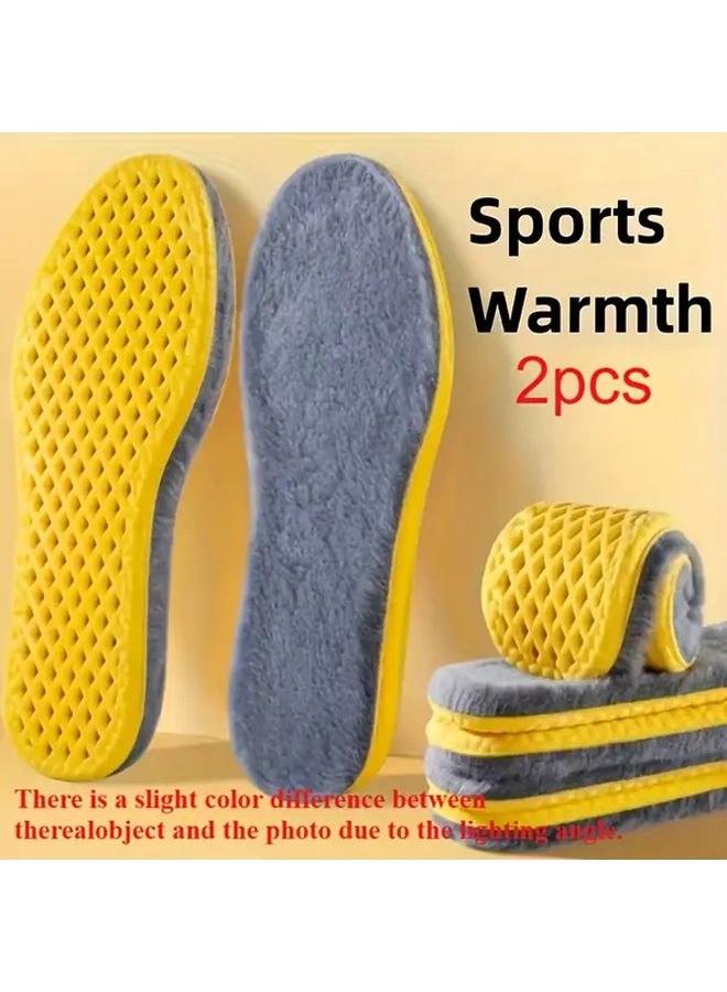 Gray 2pcs Thermal Insoles For Winter Breathable Non Slip Shoe Liners EU37 38 - Image 1