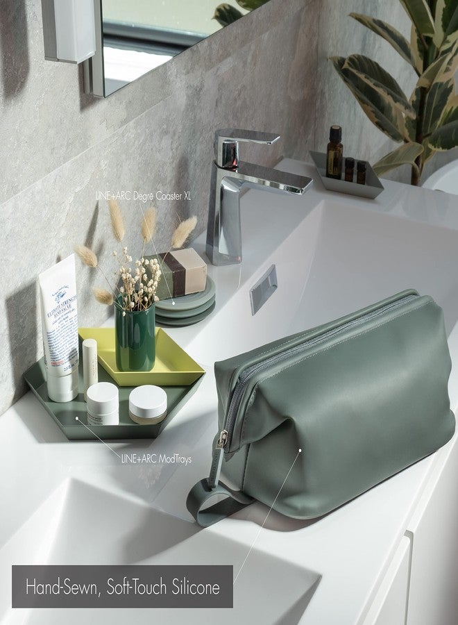 LINE+ARC Easy-to-Clean Silicone Dopp Kit (As Seen in Glamour and GQ) Extra-Wide Opening Anti-Stain (Smoke, 3.5L) Toiletry Bag Travel Set Makeup Organizer Cosmetics Case Fabric Simple Hang Loop - Image 4