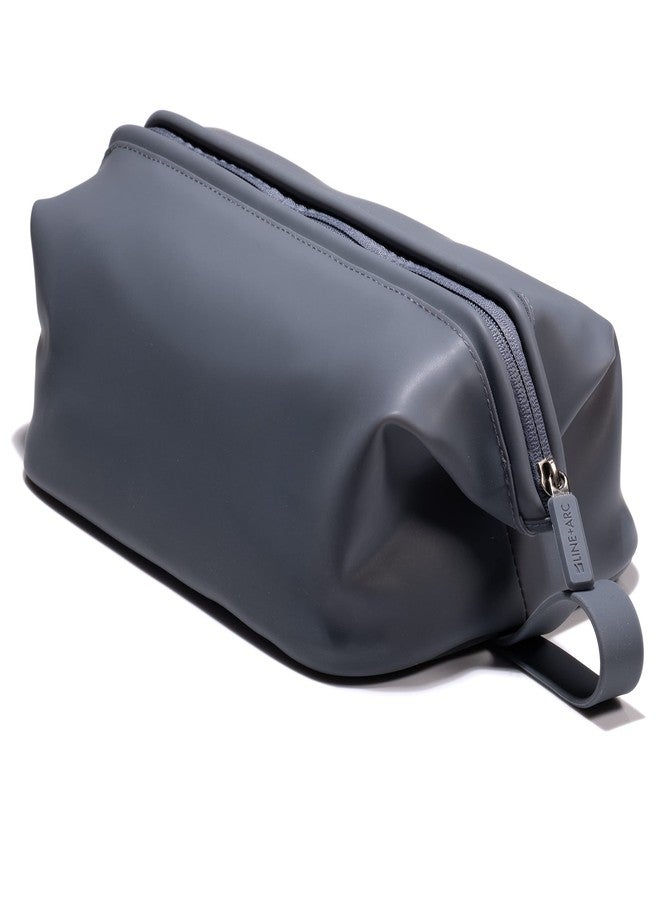 LINE+ARC Easy-to-Clean Silicone Dopp Kit (As Seen in Glamour and GQ) Extra-Wide Opening Anti-Stain (Smoke, 3.5L) Toiletry Bag Travel Set Makeup Organizer Cosmetics Case Fabric Simple Hang Loop - Image 1
