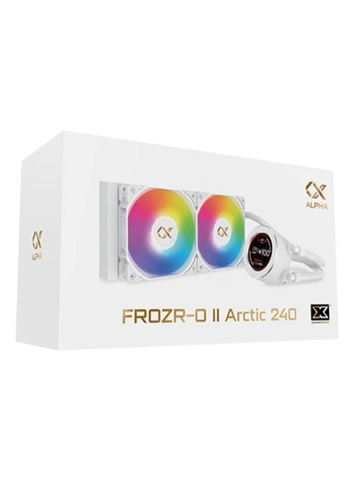 Xigmatek FROZR-O II 240 (AIO Liquid Cooler, White, LCD Pump Head, 2xX22A PWM ARGB Fan, Galaxy II Fan Control Box & Remote) EN40436 - Image 4
