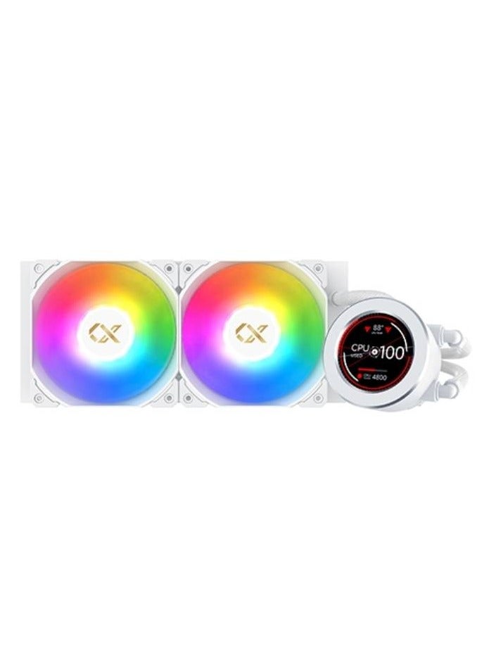 Xigmatek FROZR-O II 240 (AIO Liquid Cooler, White, LCD Pump Head, 2xX22A PWM ARGB Fan, Galaxy II Fan Control Box & Remote) EN40436 - Image 2