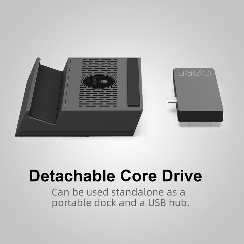 Skull & Co. SteamDock مع محور USB محمول قابل للفصل ومحول HDMI للتلفزيون لـ Steam Deck وROG Ally والهاتف الذكي وMacBook - أسود (مع كابل تمديد) - Image 5