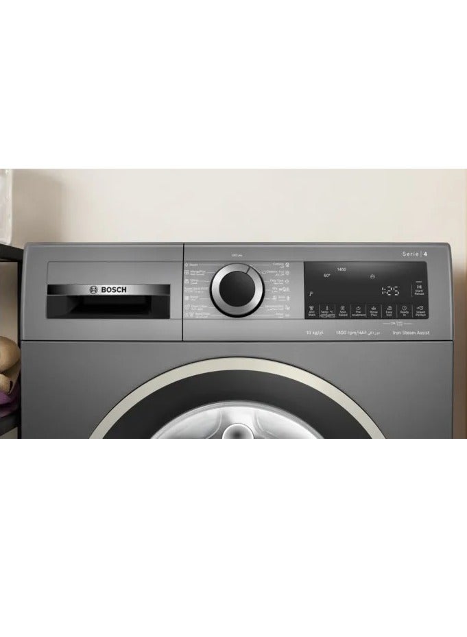 Bosch Washing machine 10 kg front loader 15 programmes 1400 rpm Series 4 Eco Silence Drive Colour Graphite WGA254ZREG WGA254ZREG Grey - Image 2