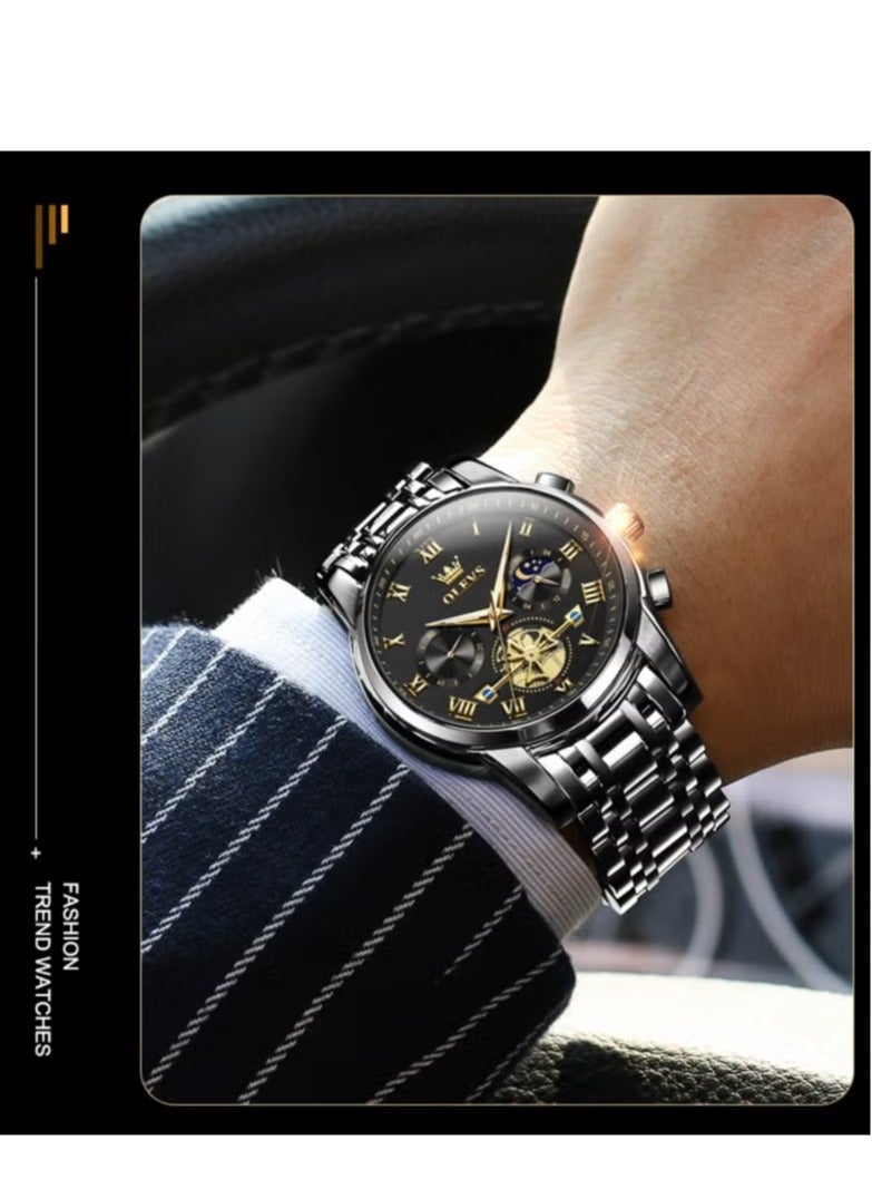 OLEVS Watches For Men Fashion Stainless Steel Quartz Chronograph Water Resistant Watch - Image 4