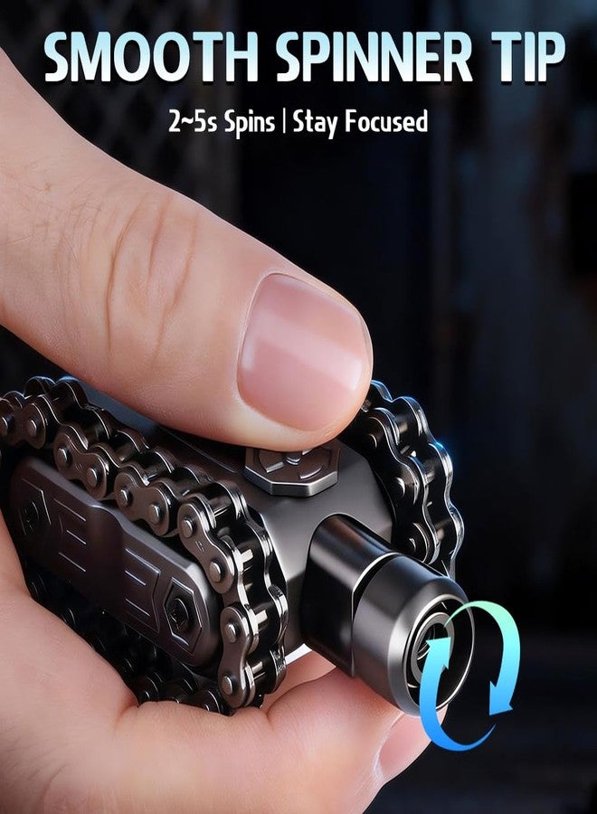 Dilabnba Cool Fidget Hand Roller Finger Slider Chain Spinner Toy Metal Fidget Clicker Sounds Tactile Feedback Sensory Toy for Stress Relief Focus Tool Men's Gadgets for Office Home Travel - Black - Image 3