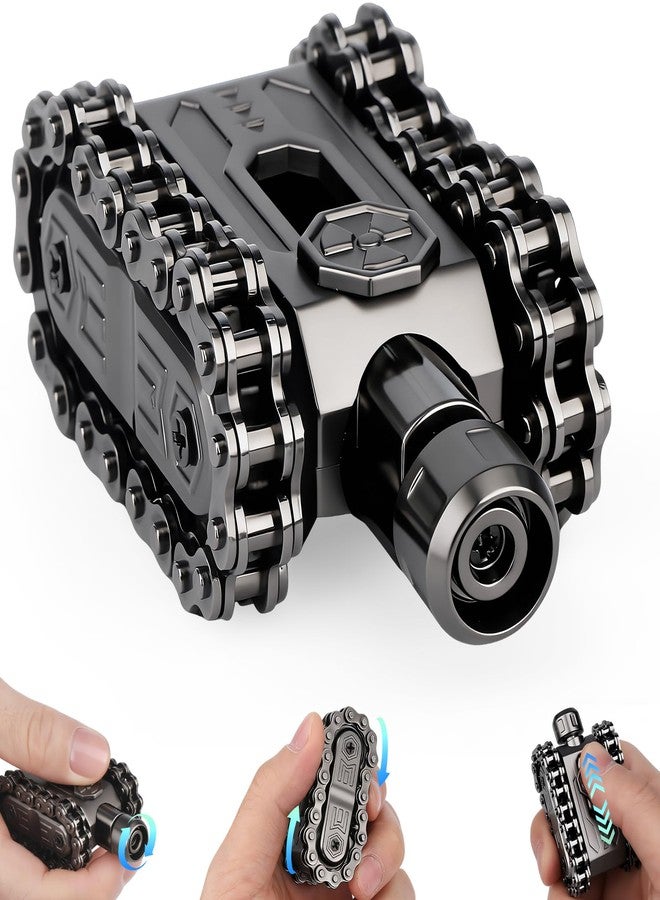 Dilabnba Cool Fidget Hand Roller Finger Slider Chain Spinner Toy Metal Fidget Clicker Sounds Tactile Feedback Sensory Toy for Stress Relief Focus Tool Men's Gadgets for Office Home Travel - Black - Image 1