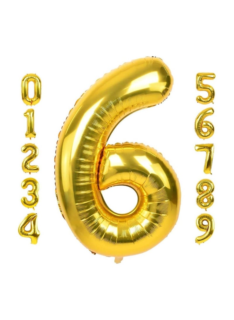 TOY GARDEN Number 6 Balloon  Foil Gold Glamorous Party Decorations Jumbo Digit Balloon for Birthdays Anniversaries Special Events - Image 1