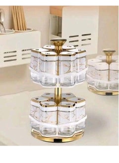 Happy Home 2-Tier Revolving Spice Stand 12 Pieces Spice Jar  - Image 3