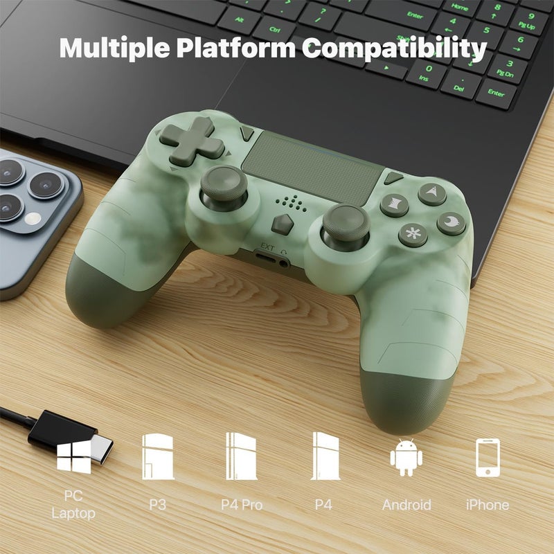 ISHAKO Controller for PS4, Wireless Controller 2 Pack for Sony PlayStation 4/Slim/Pro, Remote Control with Double Vibration/6-Axis Motion Sensor/Speaker/3.5mm Audio Jack/Touch Pad/800mAh Battery - Image 4