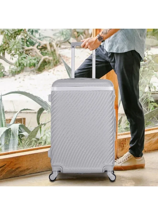 SENATOR Hard Case Travel Bag Luggage Trolley For Unisex ABS Lightweight Suitcase with 4 Spinner Wheels KH1065 Silver White
