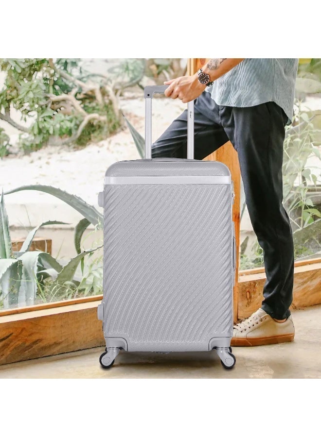 SENATOR Hard Case Travel Bag Luggage Trolley For Unisex ABS Lightweight Suitcase with 4 Spinner Wheels KH1065 Silver White - Image 2