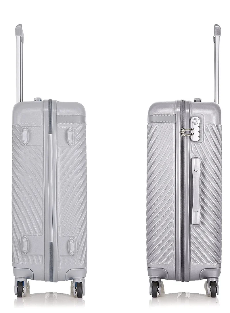 Senator  Hard Case Travel Bag Luggage Trolley For Unisex ABS Lightweight Suitcase with 4 Spinner Wheels KH1065 Silver White  | Best Price UAE
