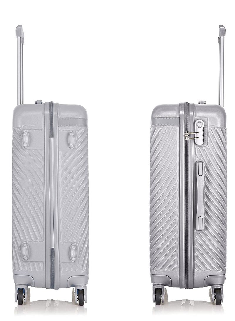 SENATOR Hard Case Travel Bag Luggage Trolley For Unisex ABS Lightweight Suitcase with 4 Spinner Wheels KH1065 Silver White - Image 3
