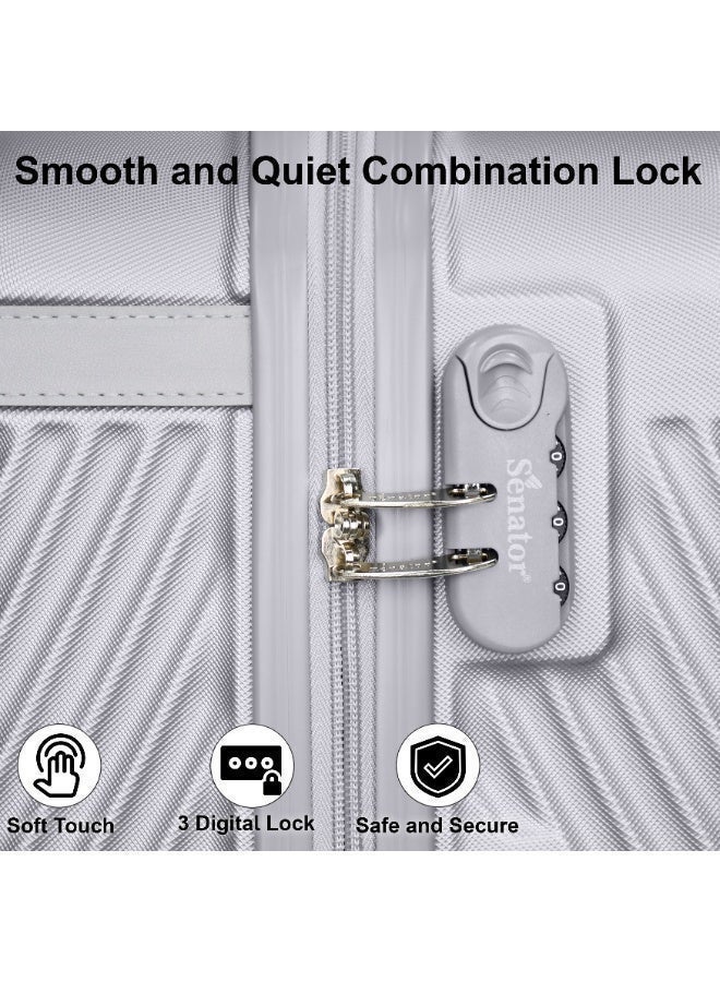 SENATOR Hard Case Travel Bag Luggage Trolley For Unisex ABS Lightweight Suitcase with 4 Spinner Wheels KH1065 Silver White - Image 4