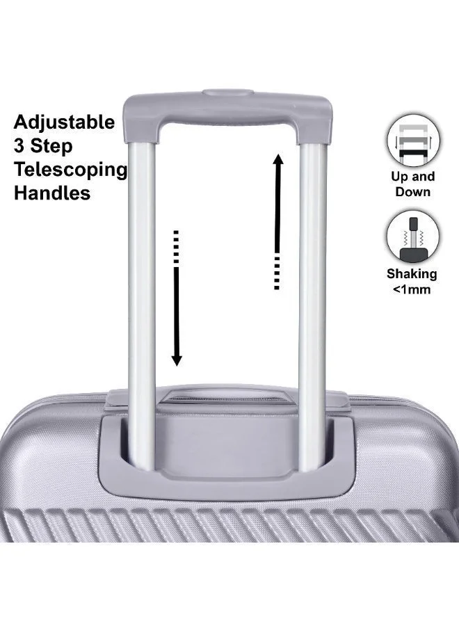 Senator  Hard Case Travel Bag Luggage Trolley For Unisex ABS Lightweight Suitcase with 4 Spinner Wheels KH1065 Silver White  | Best Price UAE