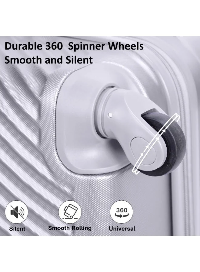 Senator  Hard Case Travel Bag Luggage Trolley For Unisex ABS Lightweight Suitcase with 4 Spinner Wheels KH1065 Silver White  | Best Price UAE