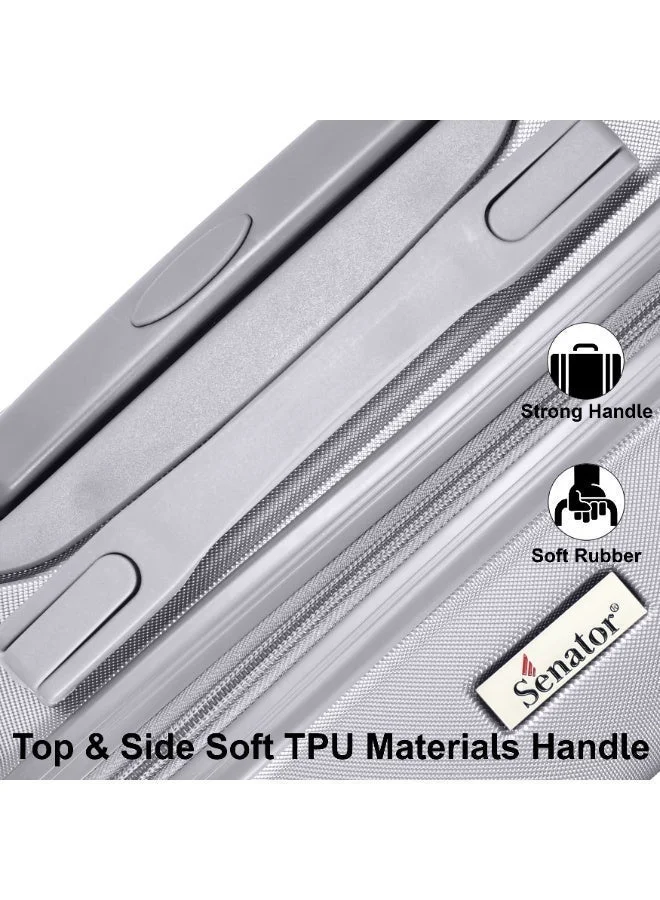 Senator  Hard Case Travel Bag Luggage Trolley For Unisex ABS Lightweight Suitcase with 4 Spinner Wheels KH1065 Silver White  | Best Price UAE
