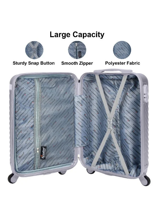 Senator  Hard Case Travel Bag Luggage Trolley For Unisex ABS Lightweight Suitcase with 4 Spinner Wheels KH1065 Silver White  | Best Price UAE