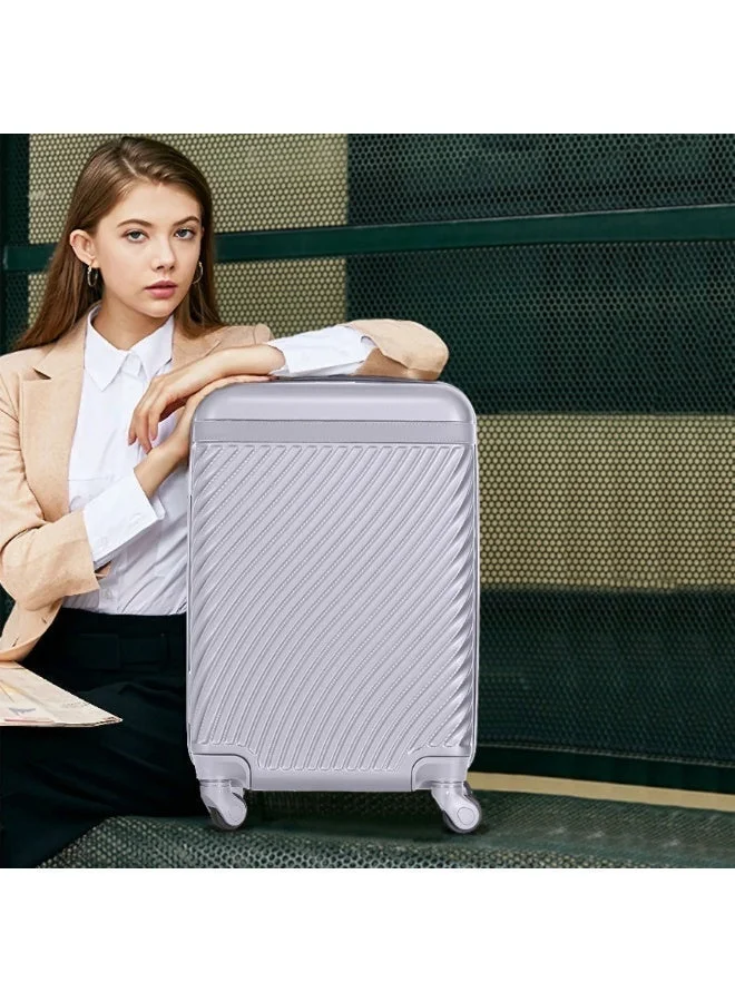 Senator  Hard Case Travel Bag Luggage Trolley For Unisex ABS Lightweight Suitcase with 4 Spinner Wheels KH1065 Silver White  | Best Price UAE