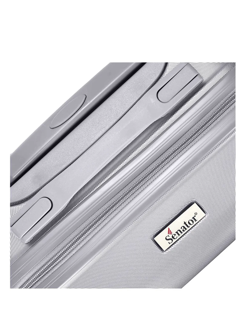 Senator  Hard Case Travel Bag Luggage Trolley For Unisex ABS Lightweight Suitcase with 4 Spinner Wheels KH1065 Silver White  | Best Price UAE