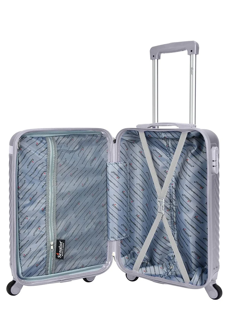 Senator  Hard Case Travel Bag Luggage Trolley For Unisex ABS Lightweight Suitcase with 4 Spinner Wheels KH1065 Silver White  | Best Price UAE