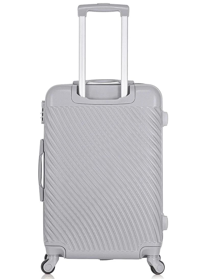 Senator  Hard Case Travel Bag Luggage Trolley For Unisex ABS Lightweight Suitcase with 4 Spinner Wheels KH1065 Silver White  | Best Price UAE