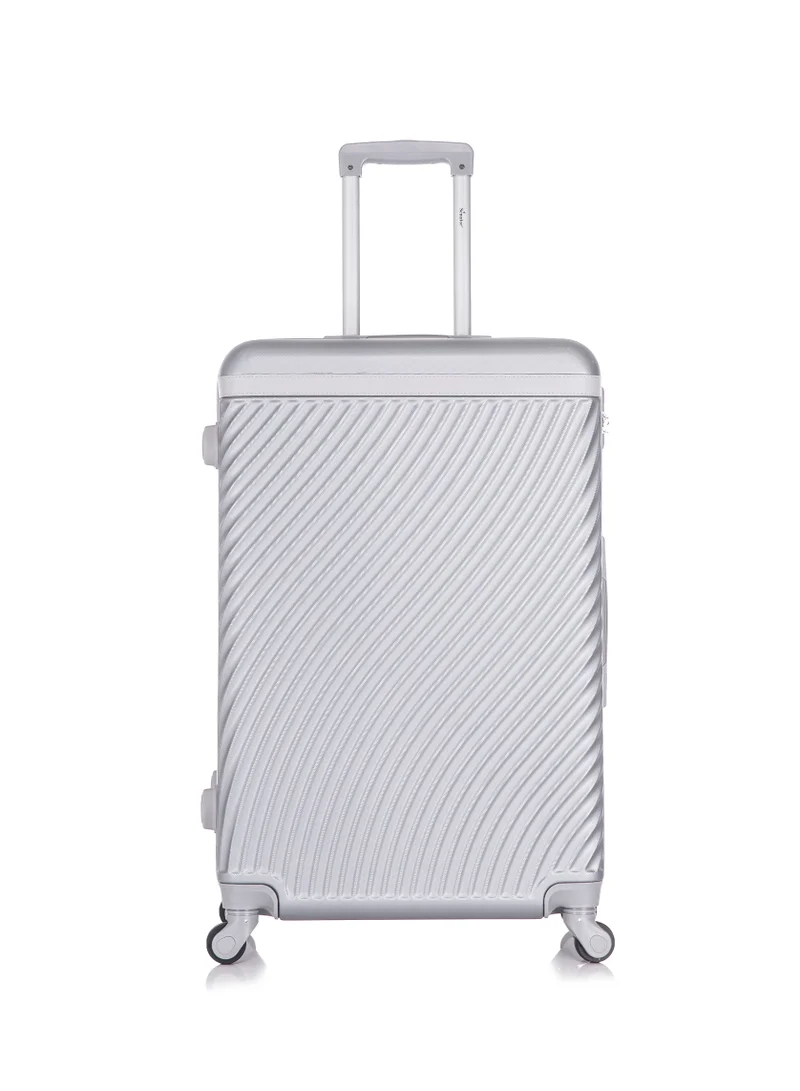 Senator  Hard Case Travel Bag Luggage Trolley For Unisex ABS Lightweight Suitcase with 4 Spinner Wheels KH1065 Silver White  | Best Price UAE