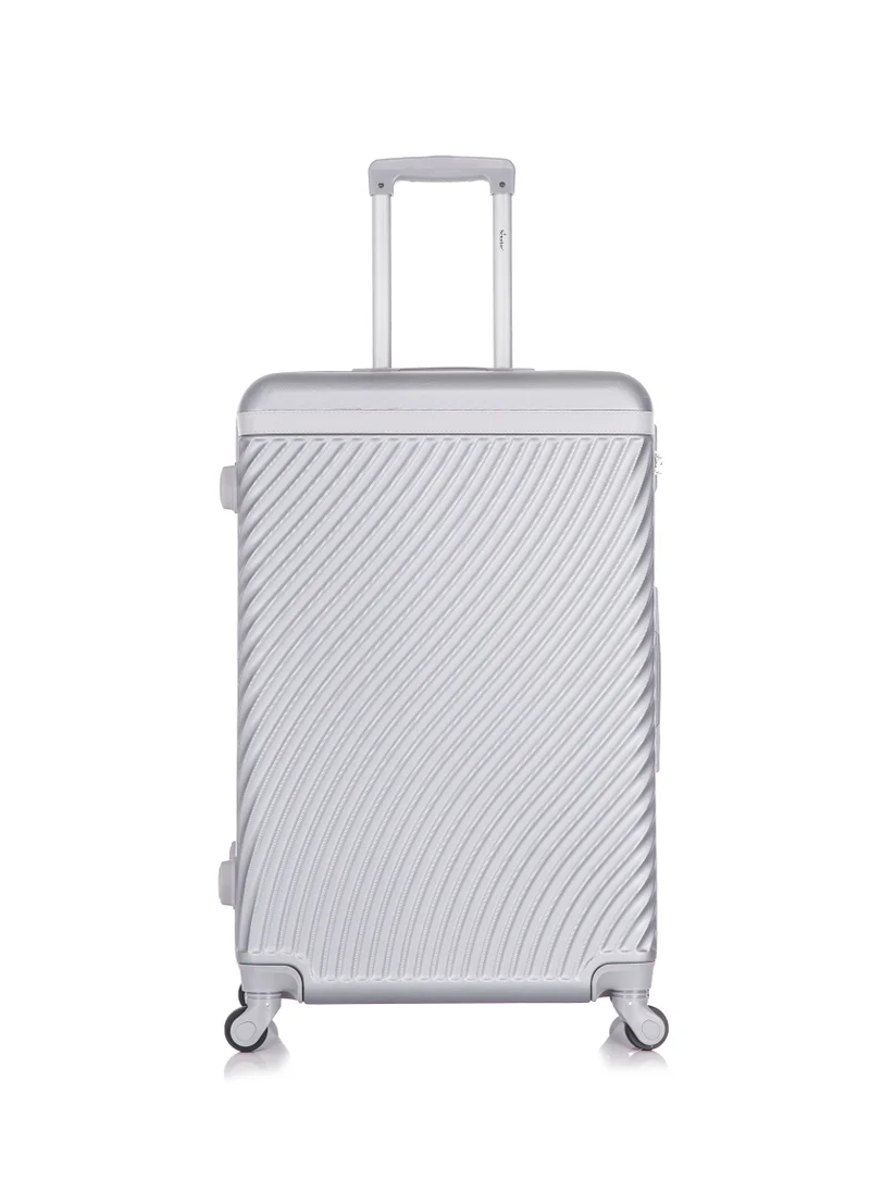 سيناتور Hard Case Travel Bag Luggage Trolley For Unisex ABS Lightweight Suitcase with 4 Spinner Wheels KH1065 Silver White